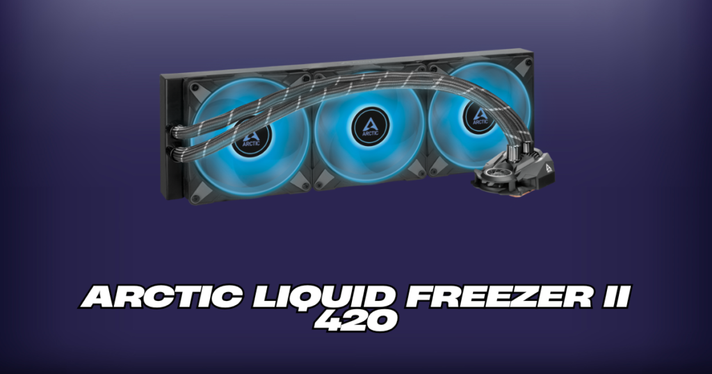 Arctic Liquid Freezer II 420, One of the best CPU cooler for i9-14900K, showcasing its massive 420mm radiator and frosty thermal performance.