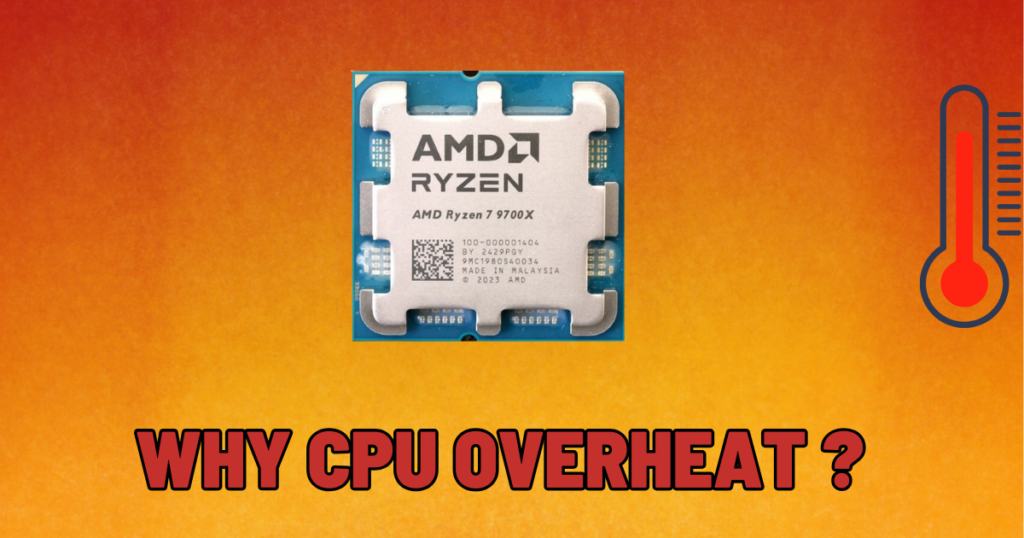 Illustration of a CPU overheating, with text ‘Why CPU Overheat?’ highlighting the causes of CPU overheating and potential solutions, such as how to fix CPU overheating.